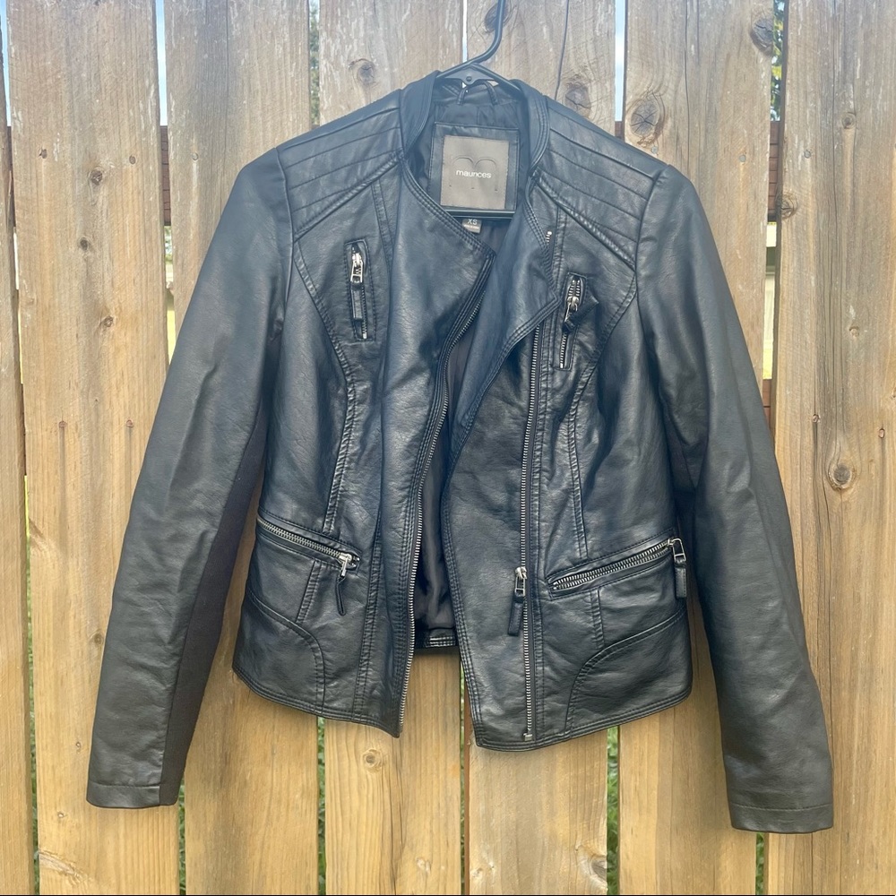 Faux Leather Black Jacket Sz XS
